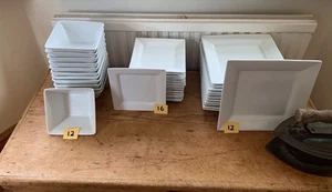 12 Main, Side, & Dessert Plates Set White Porcelain + spares - Picture 1 of 4