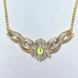 Fabrikant 14K Two Tone Gold 1.35ct Peridot 0.39ctw Diamond 17.75" Necklace 8.3g - Picture 1 of 9