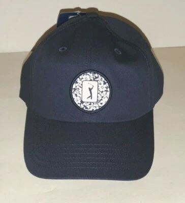 PGA TOUR ESSENTIALS GOLF LOGO BASEBALL CAP HAT DARK NAVY BLUE GOLFING SPORTS