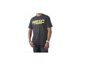MENS' GUYS WESC GRAY/YELLOW EARTHQUAKE S/S GRAPHIC LOGO TEE T SHIRT NEW $30 - Picture 1 of 1