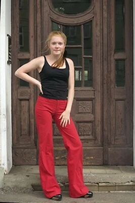 Take Two Damenhose rot W26/L34 Schlaghose 90er TRUE VINTAGE 90s women's flares  - Bild 1 von 4