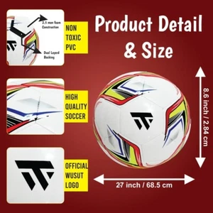 WUSUT Size 5 Soccer Ball Pro White TPU Durable for Indoor & Outdoor Use - Picture 1 of 4