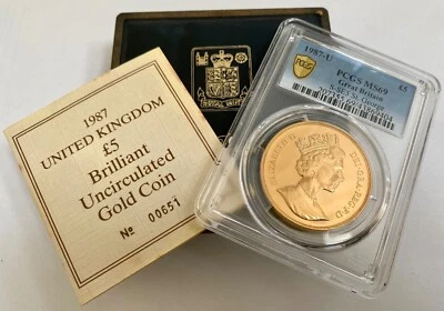 1987-U Great Britain Gold 5 Pounds PCGS MS-69  - Image 1 of 4