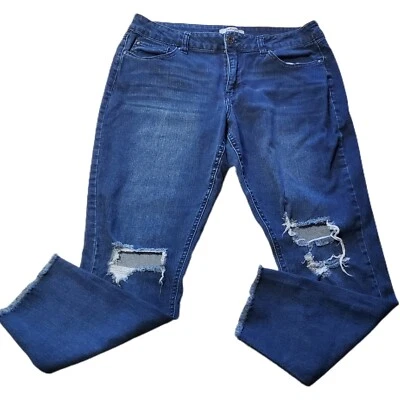 Jeans Refuge recortados dobladillo crudo desgastado denim oscuro tiro alto para mujer talla 12 Foto 1 de 4