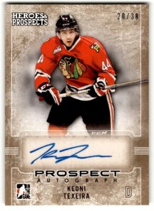 2014-15 In The Game Heroes & Prospects Gold Keoni Texeira Auto /30 #PA-KT1