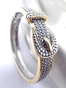 NEU Designer balinesisches Silber Weizen Kabel Gold Schnalle Scharnier Armreif Armband - Bild 1 von 8