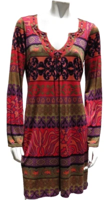 Vestido recto HALE BOB US para mujer grande 100 % seda jersey mangas largas con cuentas boho Foto 1 de 4