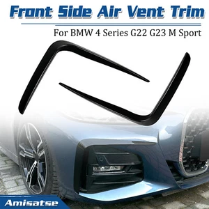 Gloss Black Front Bumper Side Air Vent Trim For 4 Series BMW G22 G23 M Sport - Picture 1 of 10