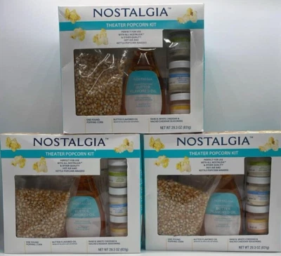 Kit de palomitas de maíz de teatro Nostalgia 3PK ~ 2/26 + ~ 5 PIEZAS CADA UNA ~ ENVÍO RÁPIDO ~ NUEVO Foto 1 de 3