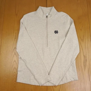 Johnnie O Notre Dame Sweater Women Large Oatmeal 1/2 Zip Kennedy Pullover Shirt - Picture 1 of 14