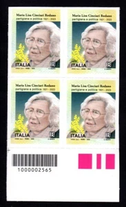 Italia 2025 : Maria Lisa Cinciari Rodano - quartina con codice a barre, MNH** - Imagen 1 de 1
