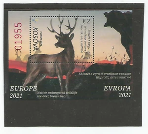 Kosovo Europa 2021 Block gefährdete nationale Wildtiere postfrisch - Bild 1 von 1