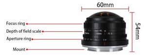Neues Angebot7artisans 2.8/4mm Nero Per Canon EOS M Fisheye Lente (1705777456)