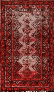 Semi-Antique Hand-made Wool Geometric Balouch Rug Traditional Tribal Carpet 4x7 - Picture 1 of 21