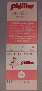 1978 Philadelphia Phillies vs New York Mets Game Ticket Stub 9/17/78 - Picture 1 of 1