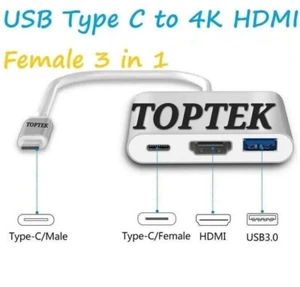 3 in1 Type C to USB-C 4K HDMI USB 3.0 Hub Adapter Cable Lead For Macbook Samsun - Picture 1 of 8