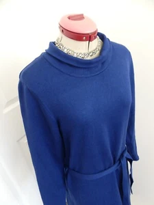 W LANE Blue Jumper DRESS Size M Aus 14 BNWOT Belt Knit Long Sleeves Stretch - Picture 1 of 6