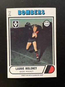B NUMBER 102 LAURIE MOLONEY ESSENDON 1976 SCANLENS CARD - Picture 1 of 2