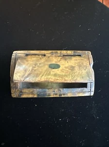 Rara antica scatola da tabacco con cerniera in legno di burl ca. 1850s - Foto 1 di 4