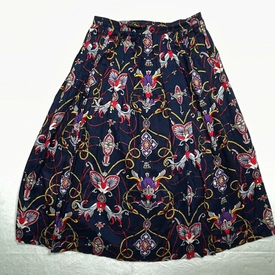 Falda plisada vintage cintura alta acordeón azul cuerdas doradas Foto 1 de 4