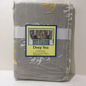 Deep Sea Grey Tie-up Valance RLF Home 50" x 16" Yellow Coral Cotton - Picture 1 of 5