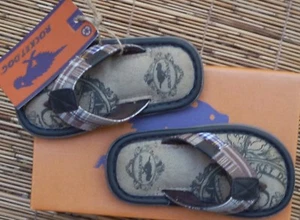 ROCKET DOG "TARTAN INF" TODDLER PADDED DARK BROWN FIP FLOPS SIZE 6 LIST $35 - Picture 1 of 4