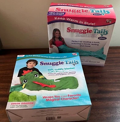 Manta suave de dragón o sirena verde Snuggie Tails COMO SE VE EN TV U-Pick Foto 1 de 4