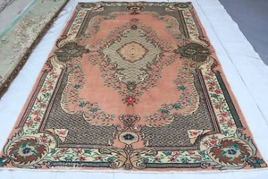 6'5x7'6 ft Faded Pink Oushak Area Rug, Fine Hand Knotted Natural Veg dyes Rugs - Picture 1 of 16