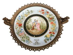 Tolle Schale Tischmitte. Porzellan signiert J FAURE, Drachen aus Bronze - Bild 1 von 12