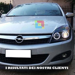 OPEL ASTRA H 2004-2007 FARI NERI CON ANGEL EYES BIANCHI + KIT LED ANABBAGLIANTE - Imagen 1 de 9