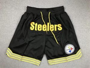 Pittsburgh Steelers NFL Men Black Pockets stitched Shorts Size US - Picture 1 of 5