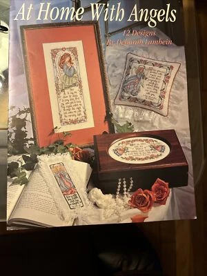 Leisure Arts AT HOME WITH ANGELS Cross Stitch Patterns & Instructions 12 Designs - Image 1 of 4