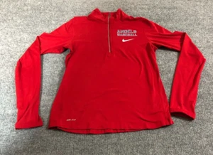 MLB LA Angels Nike Shirt Women Small Color Red Dri Fit Long Sleeve 1/4 ZIp - Picture 1 of 10