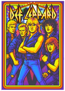 DEF LEPPARD * Custom ACEO * Cartoon Neuheit * MUSIC ROCK GROUP * Art Card * ATC - Bild 1 von 2