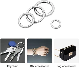 Large & Small ROUND CARABINER CLIPS Clip Key Ring SNAP HOOK Buckle Handbag Bag - Picture 1 of 11