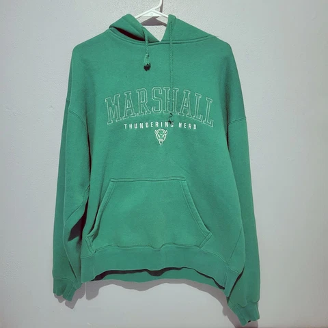 Marshall University Mens Hoodie Sweatshirt Thundering Herd Green Size M Cover