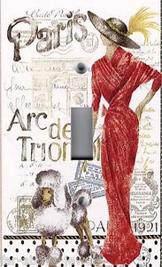 Light Switch Plate Outlet Covers FRENCH DECOR ~ LADY IN RED DRESS PARIS - Picture 1 of 26