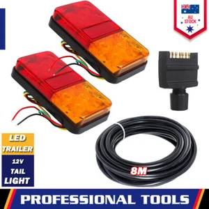 LED Trailer Tail Light Kit with Plug 8m 5 Core Wire Caravan Ute 7 Pin Flat Sets - Picture 1 of 15