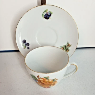 Vintage Bareuther Waldsassen Bavaria Germany Teacup & Saucer #231 w Gold Trim - Image 1 of 4