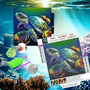 Diamond Painting Kits for Adults 5D DIY Full Drill Round Art Gems Turtle Flowers - Picture 1 of 18