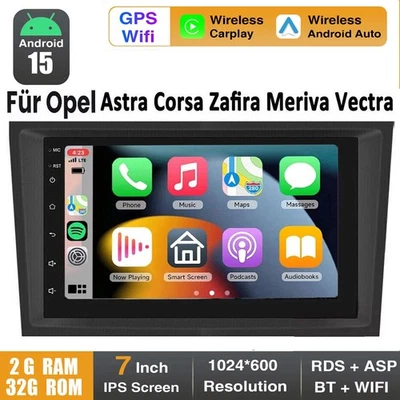 Android 15 Apple Carplay Autoradio Für Opel Corsa C/D Zafira B Astra G H GPS RDS - Bild 1 von 4