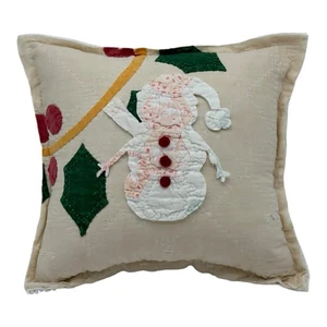 NEU Handarbeit Winter Weihnachten Schneemann Kissen Vintage Quilt Vintage Chenille - Bild 1 von 7