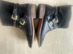 Coach Leather Ankle Moto Boots Lilliana Size 10 Gold Stud, Buckle Women’s Shoes - Picture 1 of 15