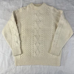 Vintage Wollpullover mit Zopfmuster Damen Große L Beige Grobstrick Molly McGrath 90er - Bild 1 von 13
