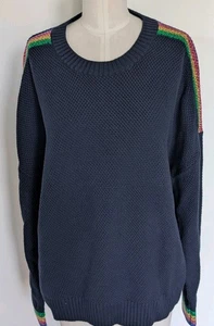 Boden Baumwollpullover Metallic gestreift Ärmel marine Baumwollstrick ExLarge - Bild 1 von 11