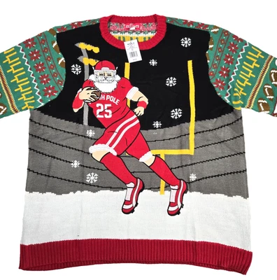 Jollidays Men's 3XB Football Santa Ugly Christmas Sweater Holiday Funny New - Image 1 of 4