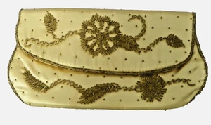 Vintage Sharonee Abend Clutch Handtasche Gold Satin Perlen Japan 1962 - Bild 1 von 10