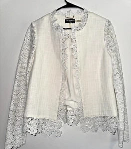 Blusa Blazer Camisa Top KARL LAGERFELD PARIS Para Mujer Blanco Encaje Talla 8 Precio de venta sugerido por el fabricante $150 - Imagen 1 de 11