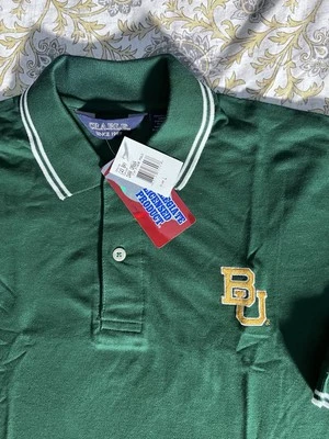 Baylor University Men’s Large Short Sleeve Polo Shirt Green W/ Yellow Logo New - Image 1 of 4