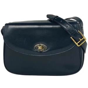 Celine Blason Turnlock Leather Navy Shoulder Bag Vintage Authentic - Picture 1 of 10